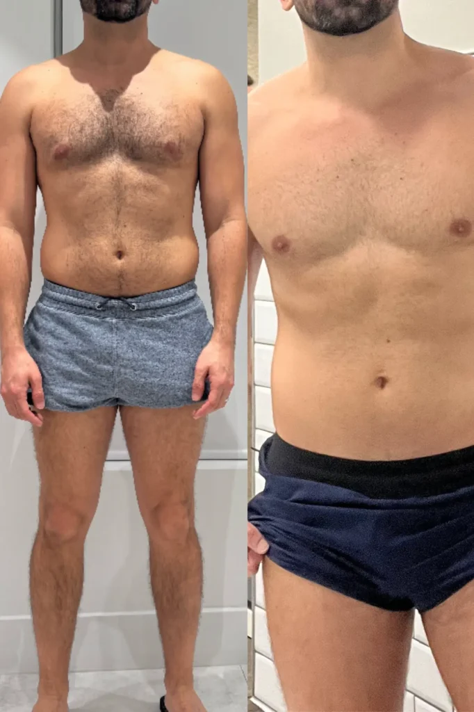 Herbert Villier's fitness transformation showing improved muscle definition and posture after personal training with Coach Argota in Miami